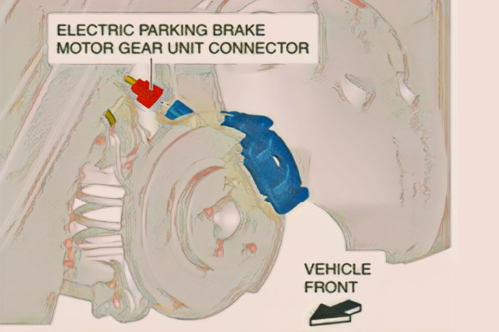 Disconnect the electric parking brake motor gear unit connector
