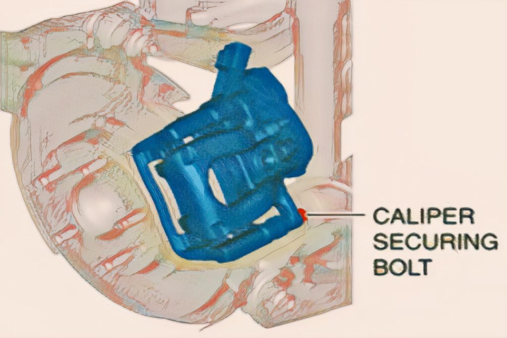 Loosen the caliper securing bolt